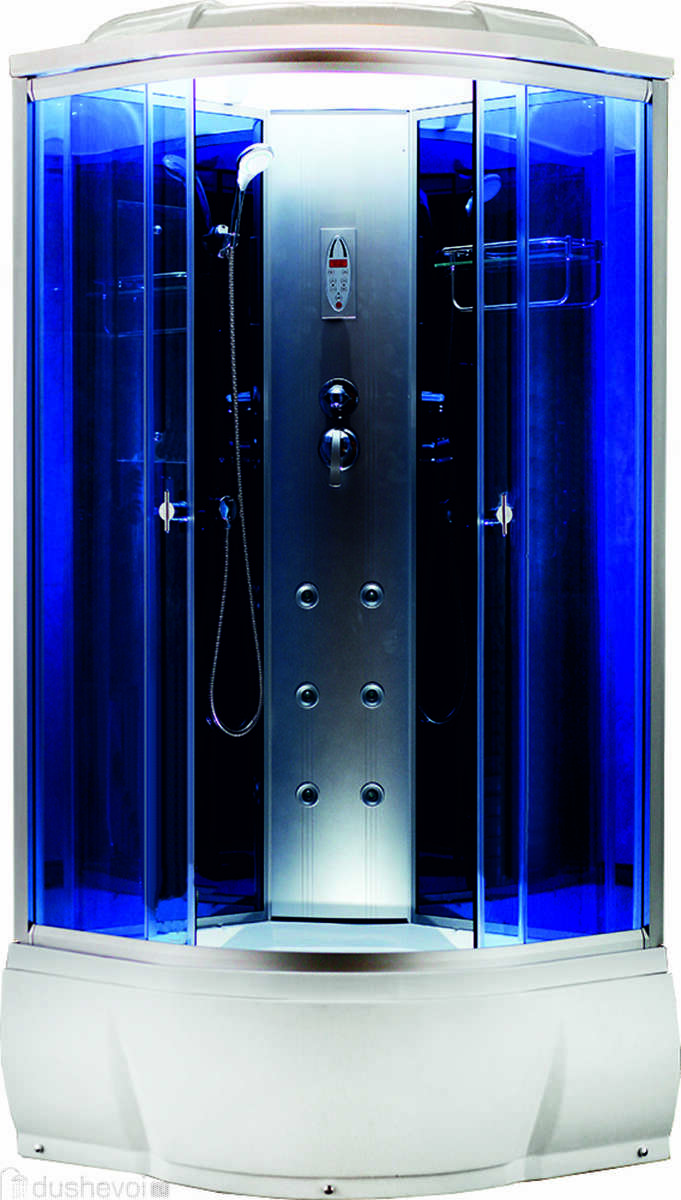 Душевая кабина Aquacubic 3303B blue mirror 100*100 см высокий поддон